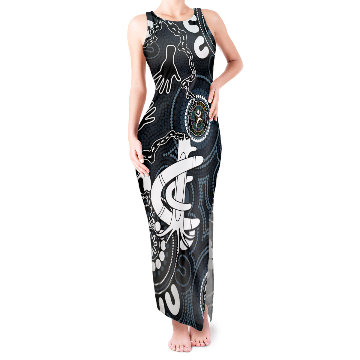 Custom Carlton Blues NAIDOC Week 2024 Tank Maxi Dress Fire Burning Aboriginal Dots Art