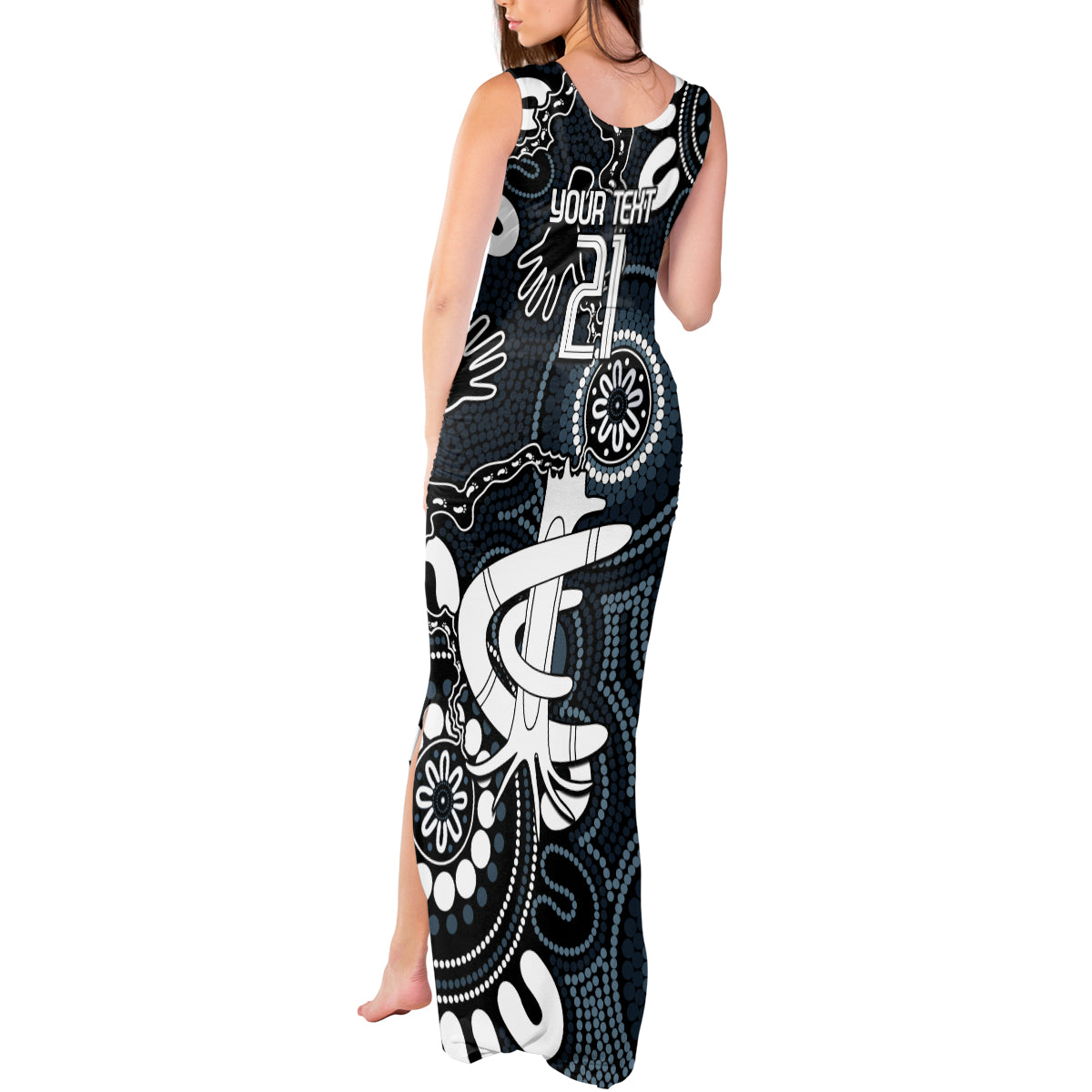 Custom Carlton Blues NAIDOC Week 2024 Tank Maxi Dress Fire Burning Aboriginal Dots Art