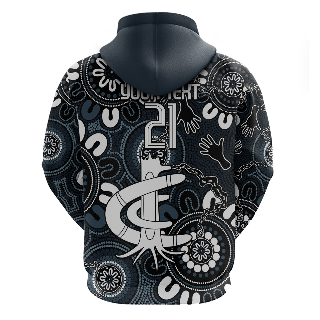 Custom Carlton Blues NAIDOC Week 2024 Zip Hoodie Fire Burning Aboriginal Dots Art