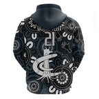 Custom Carlton Blues NAIDOC Week 2024 Zip Hoodie Fire Burning Aboriginal Dots Art