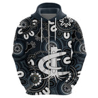 Custom Carlton Blues NAIDOC Week 2024 Zip Hoodie Fire Burning Aboriginal Dots Art