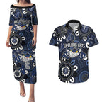 Custom Geelong Cats NAIDOC Week 2024 Couples Matching Puletasi and Hawaiian Shirt Fire Burning Aboriginal Dots Art