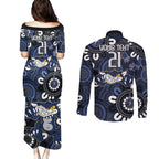 Custom Geelong Cats NAIDOC Week 2024 Couples Matching Puletasi and Long Sleeve Button Shirt Fire Burning Aboriginal Dots Art