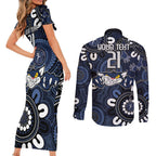 Custom Geelong Cats NAIDOC Week 2024 Couples Matching Short Sleeve Bodycon Dress and Long Sleeve Button Shirt Fire Burning Aboriginal Dots Art