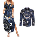 Custom Geelong Cats NAIDOC Week 2024 Couples Matching Summer Maxi Dress and Long Sleeve Button Shirt Fire Burning Aboriginal Dots Art
