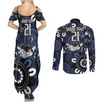 Custom Geelong Cats NAIDOC Week 2024 Couples Matching Summer Maxi Dress and Long Sleeve Button Shirt Fire Burning Aboriginal Dots Art