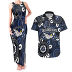 Custom Geelong Cats NAIDOC Week 2024 Couples Matching Tank Maxi Dress and Hawaiian Shirt Fire Burning Aboriginal Dots Art