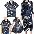 Custom Geelong Cats NAIDOC Week 2024 Family Matching Long Sleeve Bodycon Dress and Hawaiian Shirt Fire Burning Aboriginal Dots Art