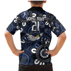 Custom Geelong Cats NAIDOC Week 2024 Family Matching Mermaid Dress and Hawaiian Shirt Fire Burning Aboriginal Dots Art