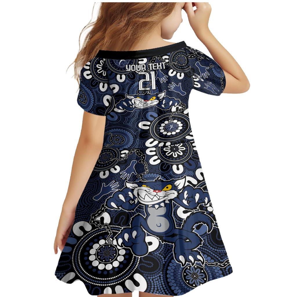 Custom Geelong Cats NAIDOC Week 2024 Family Matching Mermaid Dress and Hawaiian Shirt Fire Burning Aboriginal Dots Art