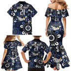 Custom Geelong Cats NAIDOC Week 2024 Family Matching Mermaid Dress and Hawaiian Shirt Fire Burning Aboriginal Dots Art