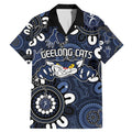 Custom Geelong Cats NAIDOC Week 2024 Family Matching Mermaid Dress and Hawaiian Shirt Fire Burning Aboriginal Dots Art