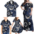 Custom Geelong Cats NAIDOC Week 2024 Family Matching Off Shoulder Maxi Dress and Hawaiian Shirt Fire Burning Aboriginal Dots Art