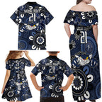 Custom Geelong Cats NAIDOC Week 2024 Family Matching Off Shoulder Maxi Dress and Hawaiian Shirt Fire Burning Aboriginal Dots Art