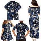 Custom Geelong Cats NAIDOC Week 2024 Family Matching Puletasi and Hawaiian Shirt Fire Burning Aboriginal Dots Art