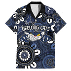 Custom Geelong Cats NAIDOC Week 2024 Family Matching Puletasi and Hawaiian Shirt Fire Burning Aboriginal Dots Art