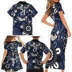 Custom Geelong Cats NAIDOC Week 2024 Family Matching Short Sleeve Bodycon Dress and Hawaiian Shirt Fire Burning Aboriginal Dots Art