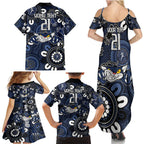 Custom Geelong Cats NAIDOC Week 2024 Family Matching Summer Maxi Dress and Hawaiian Shirt Fire Burning Aboriginal Dots Art