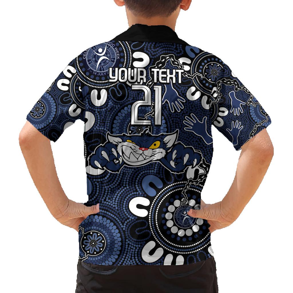 Custom Geelong Cats NAIDOC Week 2024 Family Matching Tank Maxi Dress and Hawaiian Shirt Fire Burning Aboriginal Dots Art