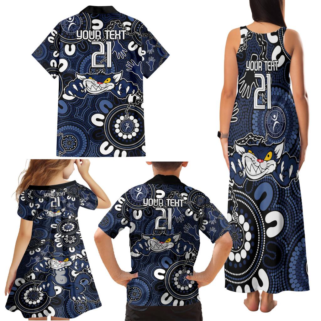 Custom Geelong Cats NAIDOC Week 2024 Family Matching Tank Maxi Dress and Hawaiian Shirt Fire Burning Aboriginal Dots Art