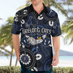 Custom Geelong Cats NAIDOC Week 2024 Hawaiian Shirt Fire Burning Aboriginal Dots Art