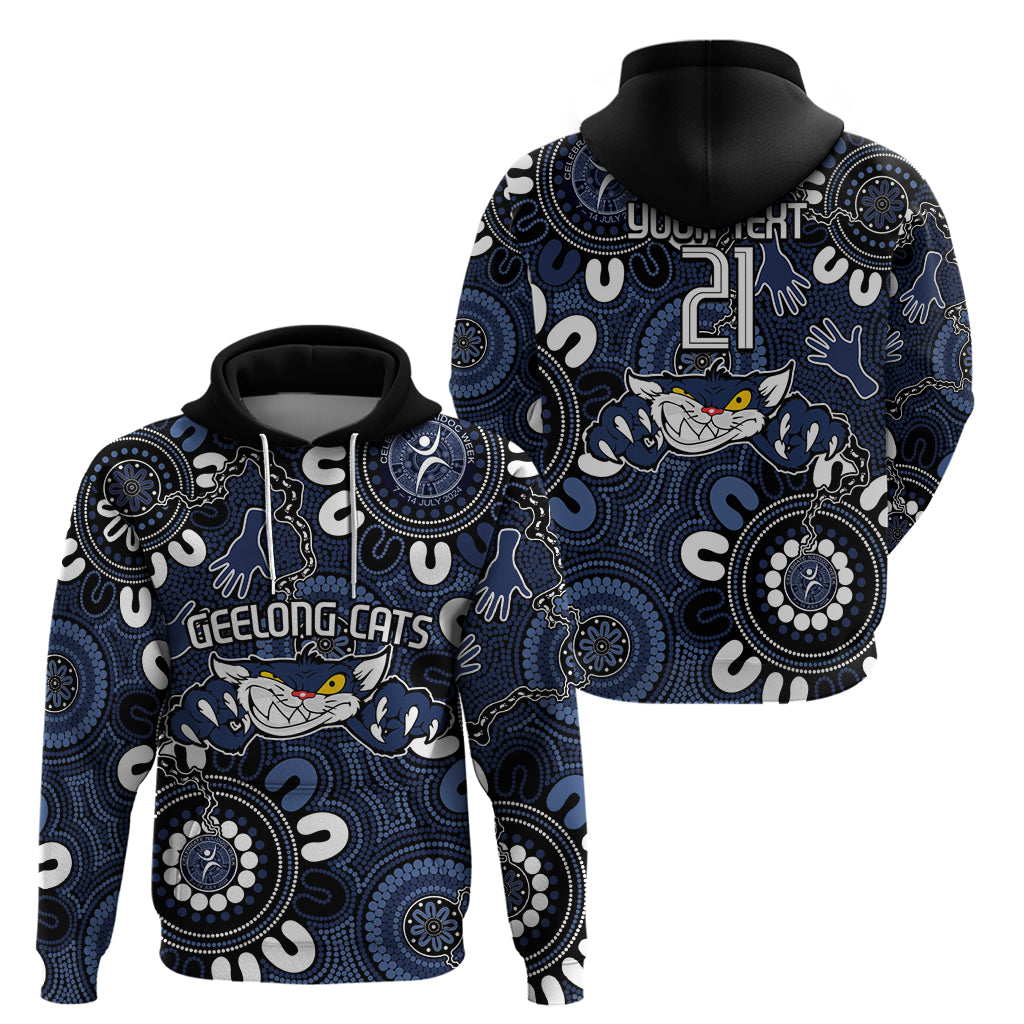 Custom Geelong Cats NAIDOC Week 2024 Hoodie Fire Burning Aboriginal Dots Art