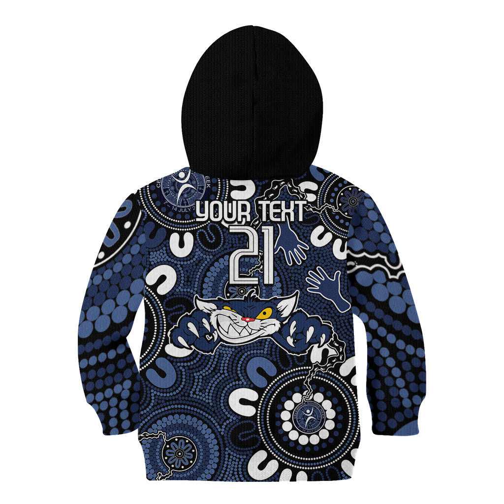 Custom Geelong Cats NAIDOC Week 2024 Kid Hoodie Fire Burning Aboriginal Dots Art