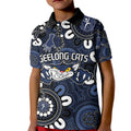 Custom Geelong Cats NAIDOC Week 2024 Kid Polo Shirt Fire Burning Aboriginal Dots Art