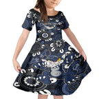 Custom Geelong Cats NAIDOC Week 2024 Kid Short Sleeve Dress Fire Burning Aboriginal Dots Art