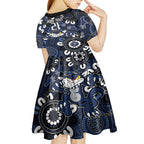 Custom Geelong Cats NAIDOC Week 2024 Kid Short Sleeve Dress Fire Burning Aboriginal Dots Art