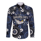 Custom Geelong Cats NAIDOC Week 2024 Long Sleeve Button Shirt Fire Burning Aboriginal Dots Art