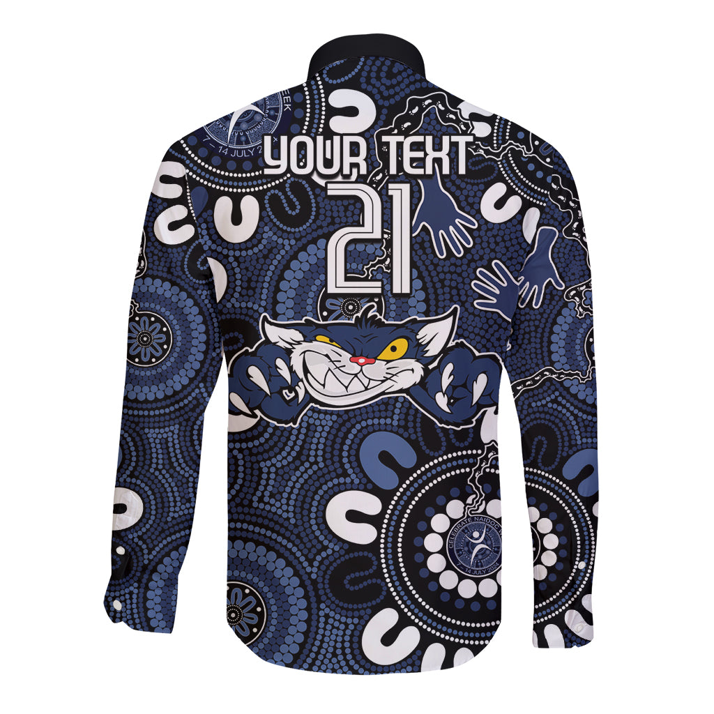 Custom Geelong Cats NAIDOC Week 2024 Long Sleeve Button Shirt Fire Burning Aboriginal Dots Art