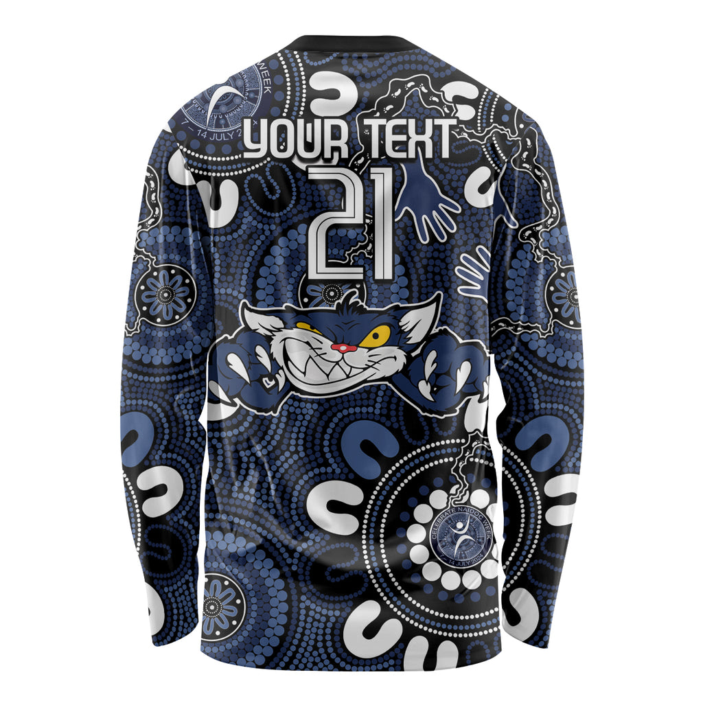 Custom Geelong Cats NAIDOC Week 2024 Long Sleeve Shirt Fire Burning Aboriginal Dots Art