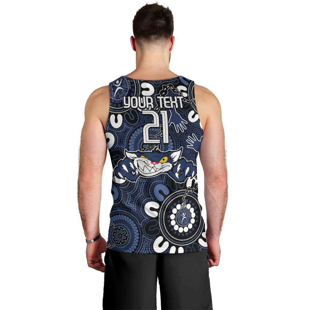 Custom Geelong Cats NAIDOC Week 2024 Men Tank Top Fire Burning Aboriginal Dots Art