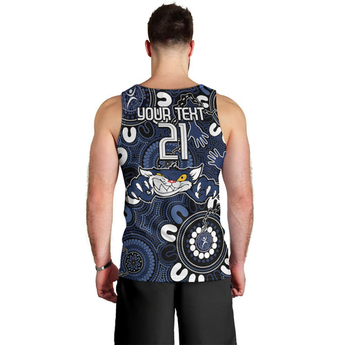 Custom Geelong Cats NAIDOC Week 2024 Men Tank Top Fire Burning Aboriginal Dots Art