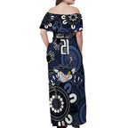 Custom Geelong Cats NAIDOC Week 2024 Off Shoulder Maxi Dress Fire Burning Aboriginal Dots Art