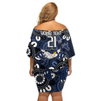Custom Geelong Cats NAIDOC Week 2024 Off Shoulder Short Dress Fire Burning Aboriginal Dots Art