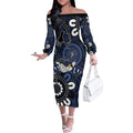 Custom Geelong Cats NAIDOC Week 2024 Off The Shoulder Long Sleeve Dress Fire Burning Aboriginal Dots Art