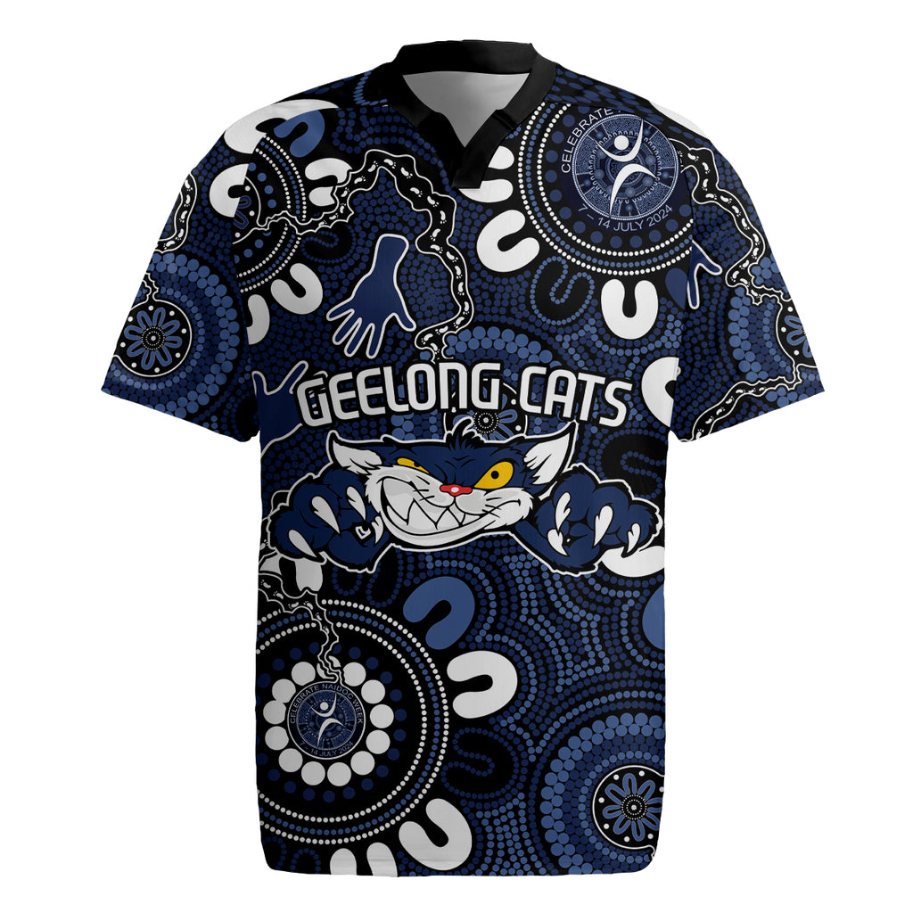 Custom Geelong Cats NAIDOC Week 2024 Rugby Jersey Fire Burning Aboriginal Dots Art