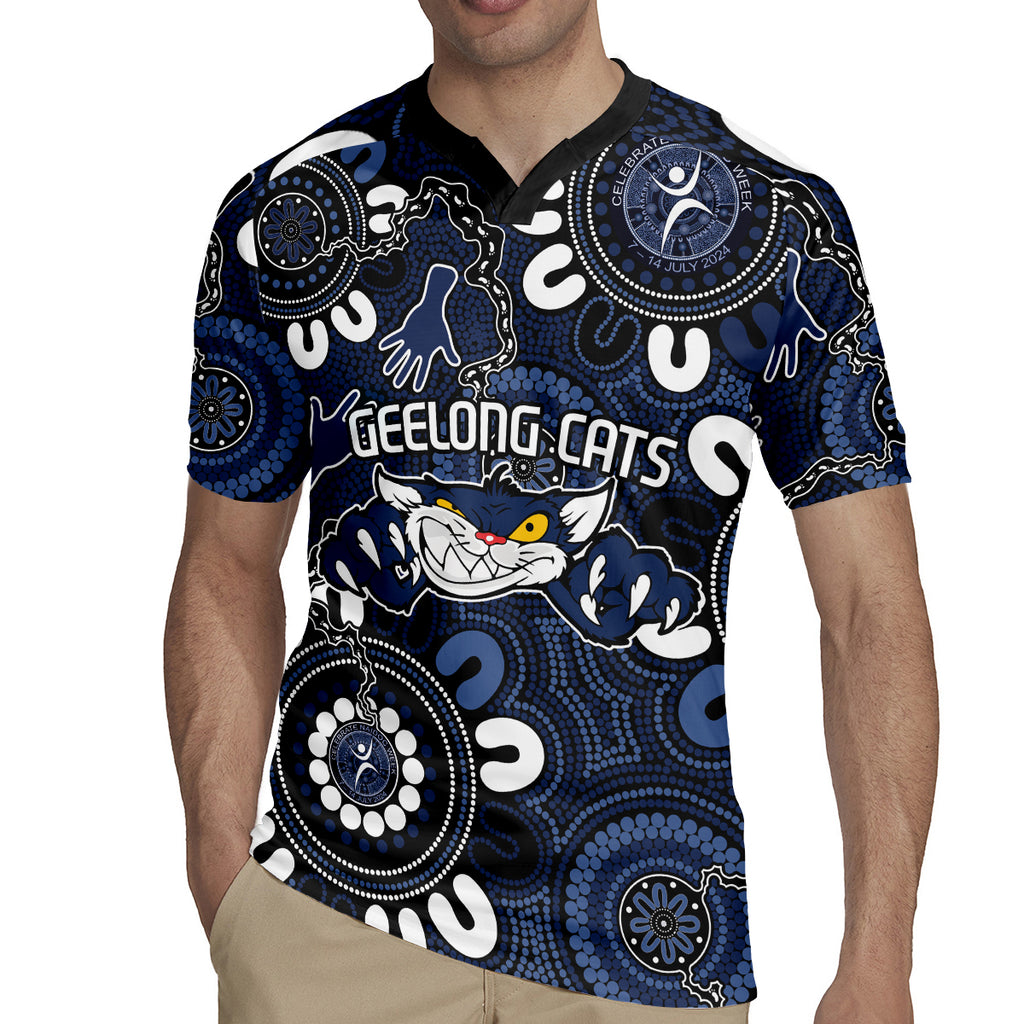 Custom Geelong Cats NAIDOC Week 2024 Rugby Jersey Fire Burning Aboriginal Dots Art