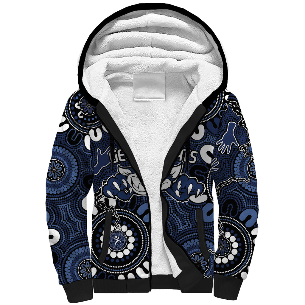Custom Geelong Cats NAIDOC Week 2024 Sherpa Hoodie Fire Burning Aboriginal Dots Art