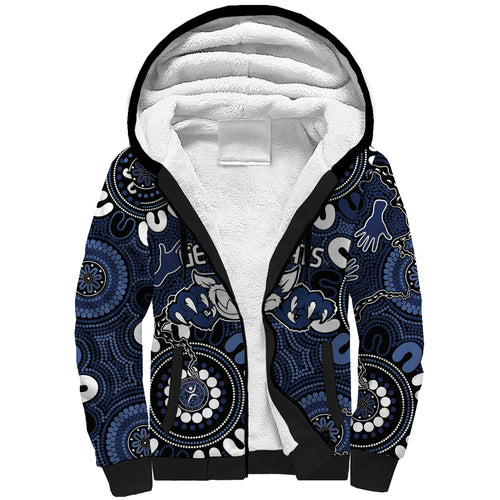 Custom Geelong Cats NAIDOC Week 2024 Sherpa Hoodie Fire Burning Aboriginal Dots Art