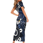 Custom Geelong Cats NAIDOC Week 2024 Short Sleeve Bodycon Dress Fire Burning Aboriginal Dots Art