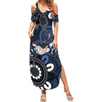 Custom Geelong Cats NAIDOC Week 2024 Summer Maxi Dress Fire Burning Aboriginal Dots Art