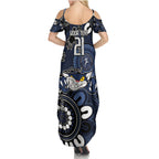 Custom Geelong Cats NAIDOC Week 2024 Summer Maxi Dress Fire Burning Aboriginal Dots Art