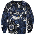 Custom Geelong Cats NAIDOC Week 2024 Sweatshirt Fire Burning Aboriginal Dots Art