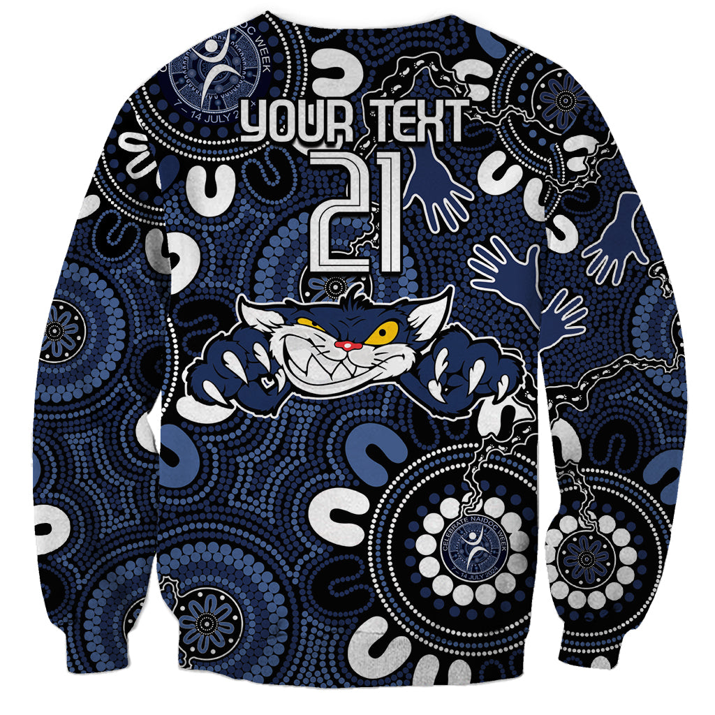 Custom Geelong Cats NAIDOC Week 2024 Sweatshirt Fire Burning Aboriginal Dots Art