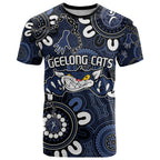 Custom Geelong Cats NAIDOC Week 2024 T Shirt Fire Burning Aboriginal Dots Art