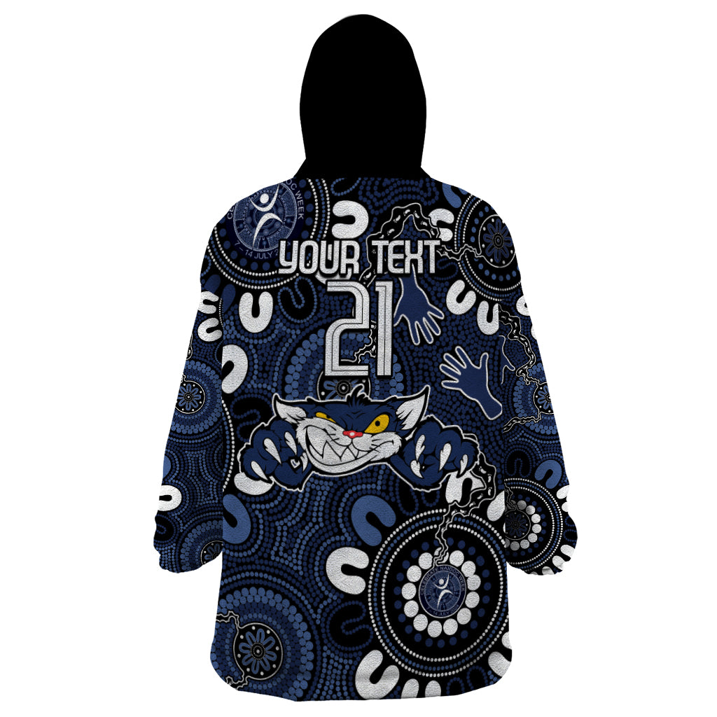 Custom Geelong Cats NAIDOC Week 2024 Wearable Blanket Hoodie Fire Burning Aboriginal Dots Art