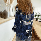 Custom Geelong Cats NAIDOC Week 2024 Women Casual Shirt Fire Burning Aboriginal Dots Art